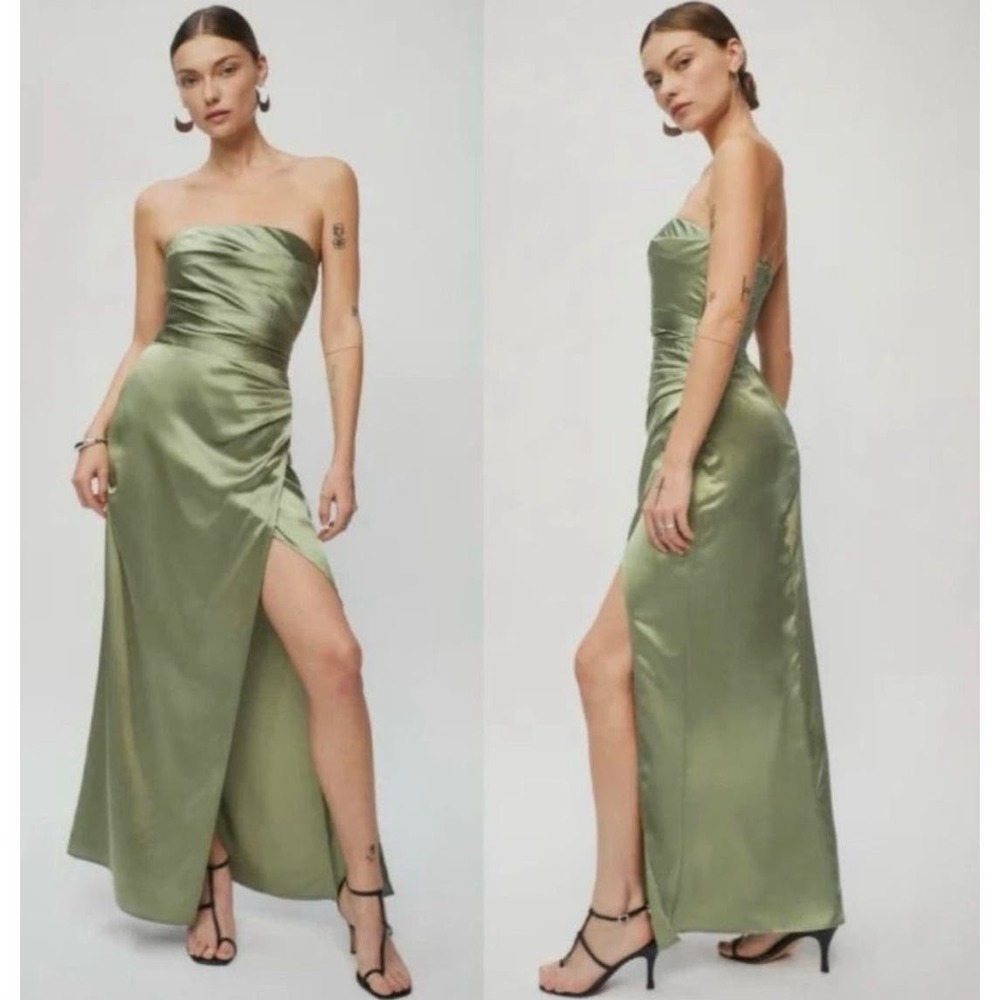 SOLD Reformation Barrow Sleeveless Silk Long Dress 12 Artichoke NWT